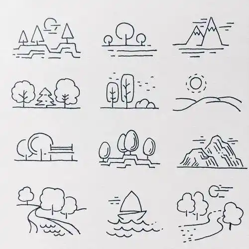 简笔画风景 简笔画风景带颜色