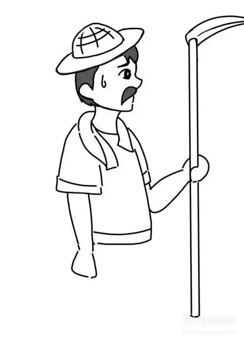 农民伯伯种地的简笔画