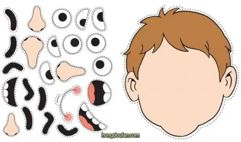 10张空白人脸模板图片打印认识五官教具纸张图纸下载打印