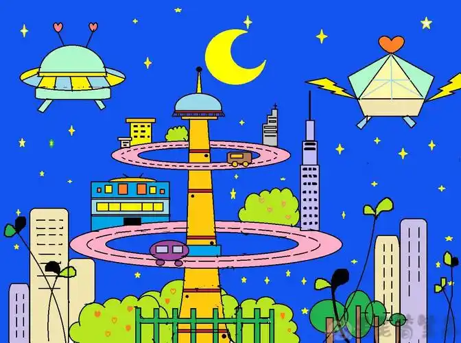 未来世界儿童绘画作品图片