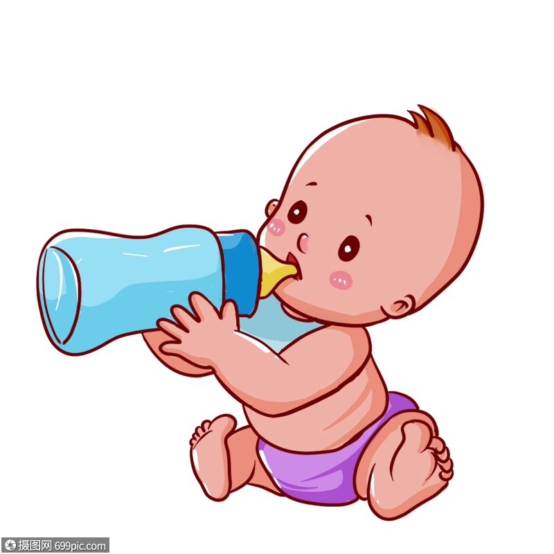 喝奶的婴儿卡通人物奶瓶