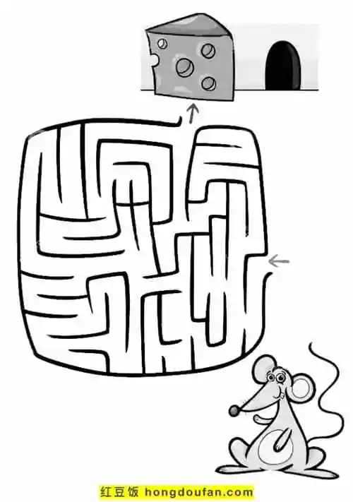 12张为3到5岁孩子们准备的可爱简单迷宫游戏图片-红豆饭小学生简笔画