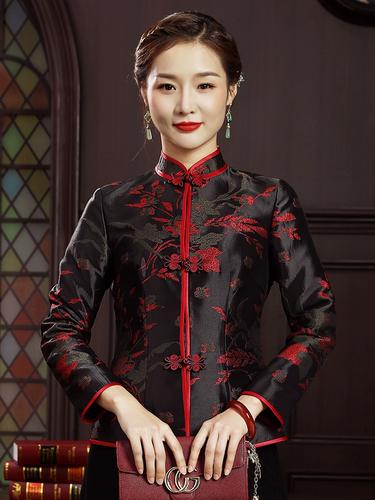 华族经典女士唐装上衣秋冬中式复古对襟民国风盘扣加厚旗袍短棉袄