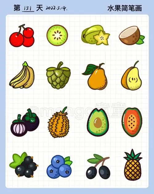 控笔训练第151天水果简笔画插画手帐素材