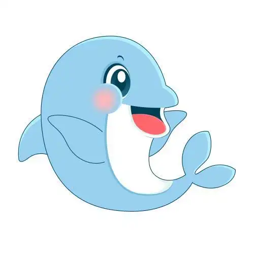卡通手绘海豚插画 海豚