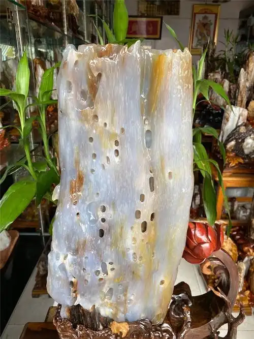 德柏高冰树化玉原石摆件硅化木天然树化石酒店会所大型奇石木化玉