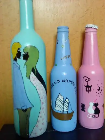 啤酒瓶,丙稀颜料,为生活添些色彩