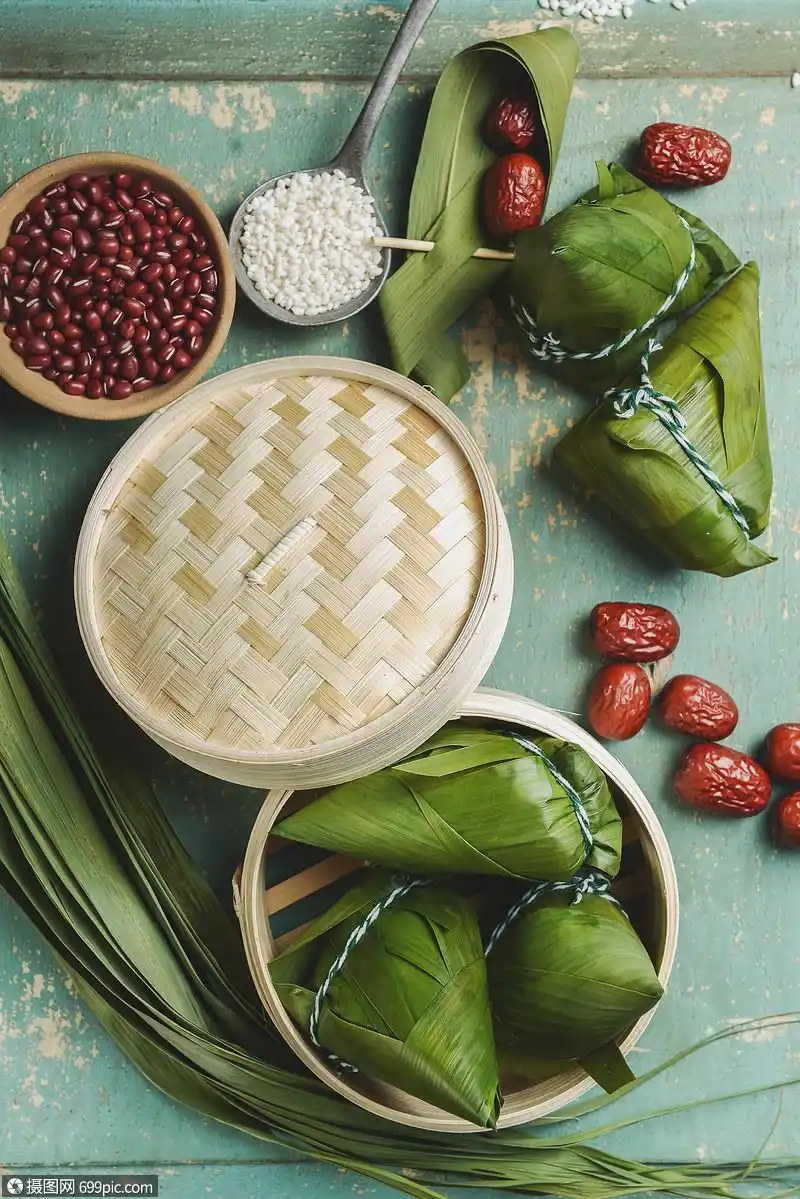 粽子粽叶红豆高清图片素材