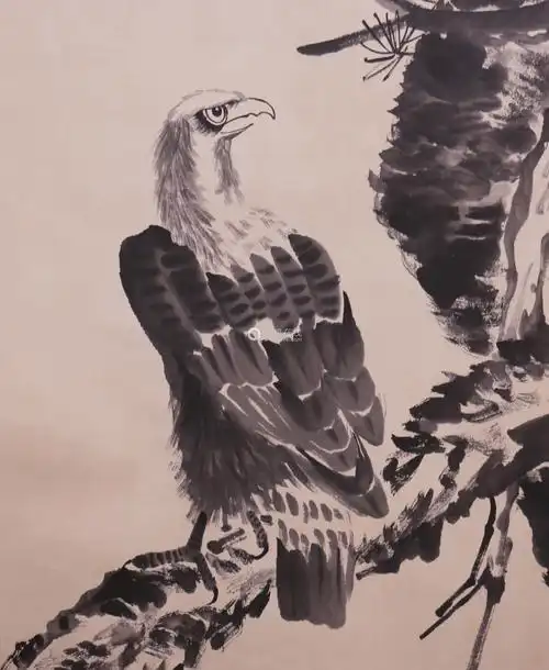 八大山人双鹰纸本水墨单色立轴