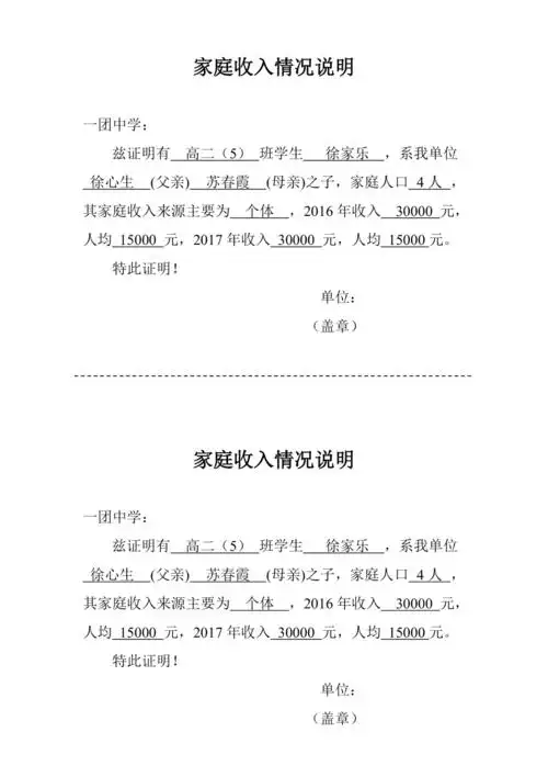 家庭收入情况说明.doc
