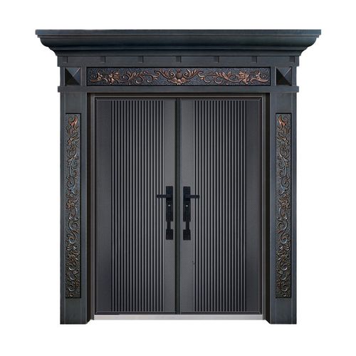 别墅双开大门纯铜门锌合金防盗对开子母精雕防爆门 仿铸铝 卡门(门头