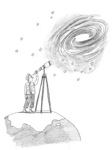 小女孩仰望星空简笔画背影