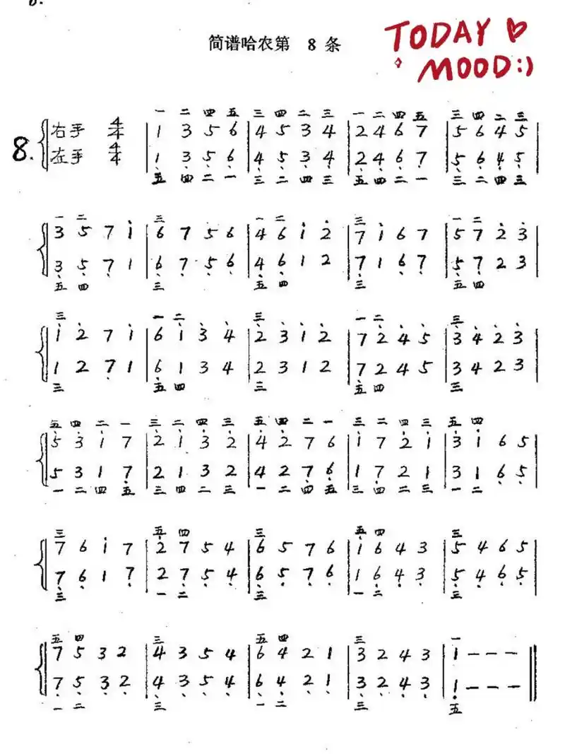 哈农简谱 嗨喽,好久不见97 今天给大家分享的是哈农的简谱版,相对于