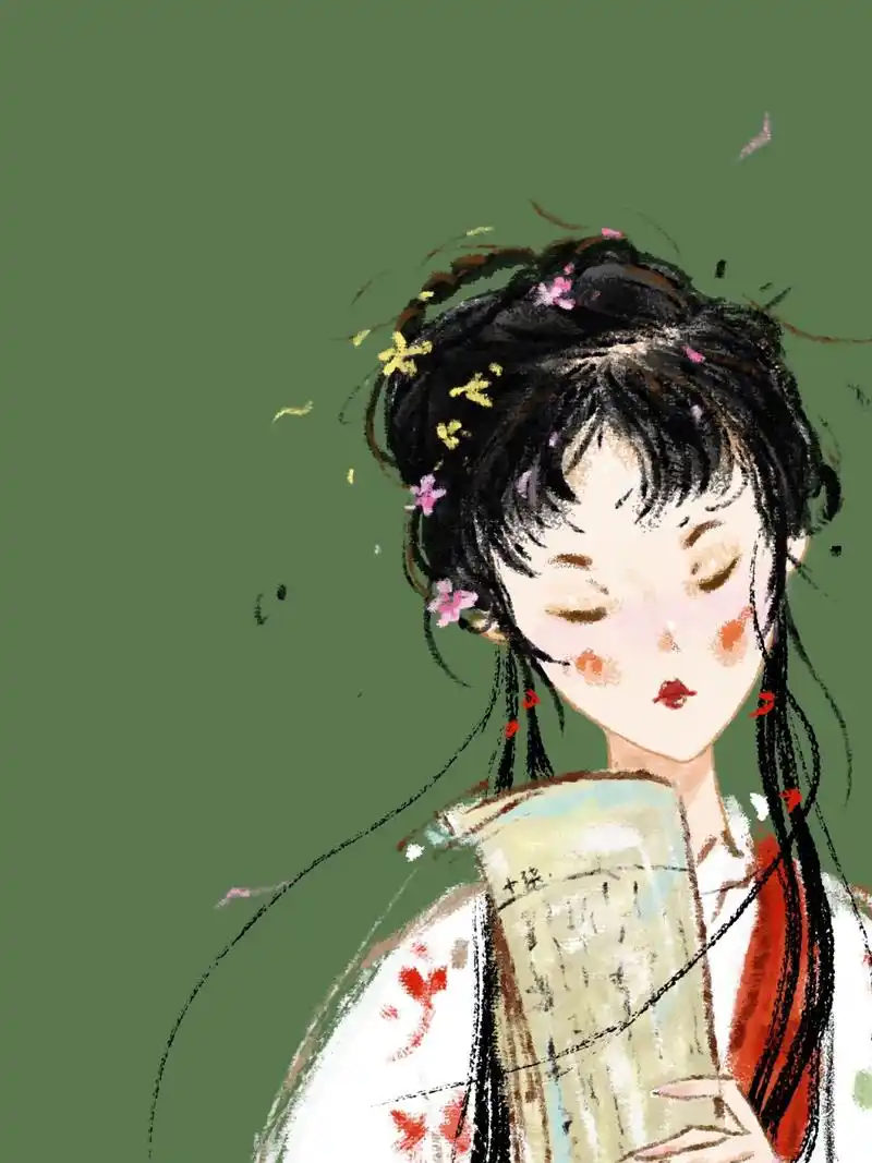 插画|红楼美人图鉴|十二金钗之林黛玉 "两弯似蹙非蹙罥烟眉,一双似喜