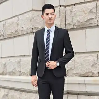 特洛曼男士西装套装修身商务正装工作服秋冬装定制印字职业装男女同款