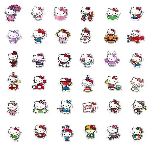 适用适用100张不重复hellokitty凯蒂猫贴纸卡通可爱水杯手机壳防水