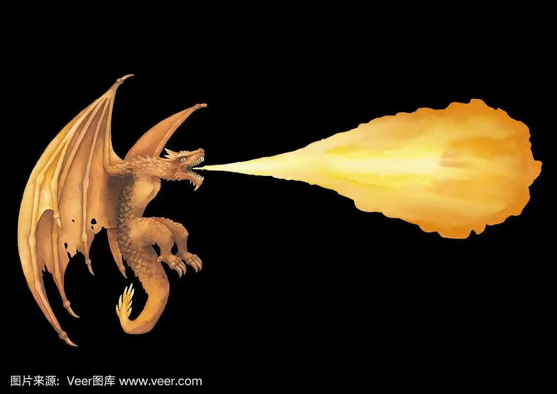 金色飞龙,喷出火焰.