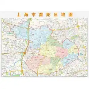 上海市普陀区地图高清定制2020城市街道交通卫星办公会议室挂图