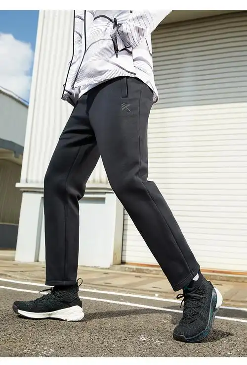 安踏男裤针织运动裤2022年春季新款收口休闲运动长裤152211323基础黑