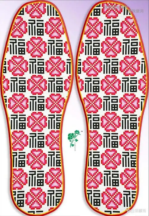 几何梅花鞋垫图样八双,十字绣鞋垫图样欣赏!
