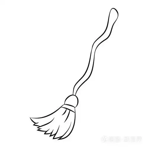 女巫的扫帚大纲卡通矢量符号图标设计.美丽