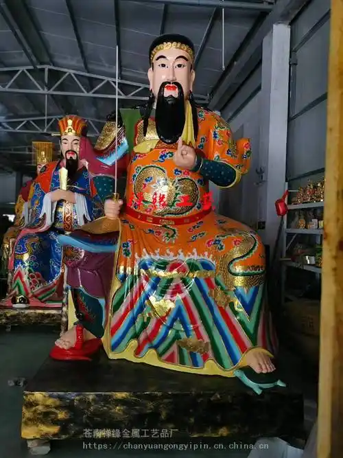 五显大帝玻璃钢彩绘五显灵官树脂贴金神像定制