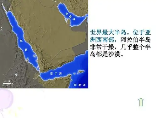 位于亚 洲西南部,阿拉伯半岛 非常干燥,几乎整个半 岛都是沙漠.