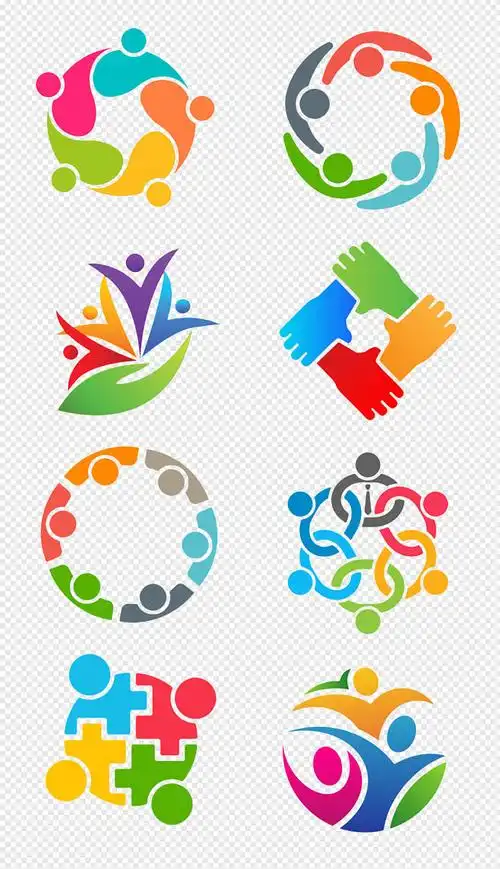 彩色团结就是力量团队合作彩色图标png
