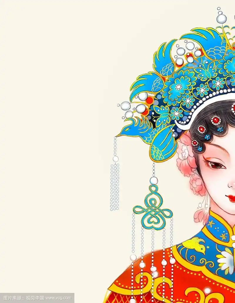 国潮戏曲花旦中国风手绘插画