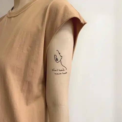 anothertattoo ins风冷淡系列艺术线条纹身贴买一送一 cool head