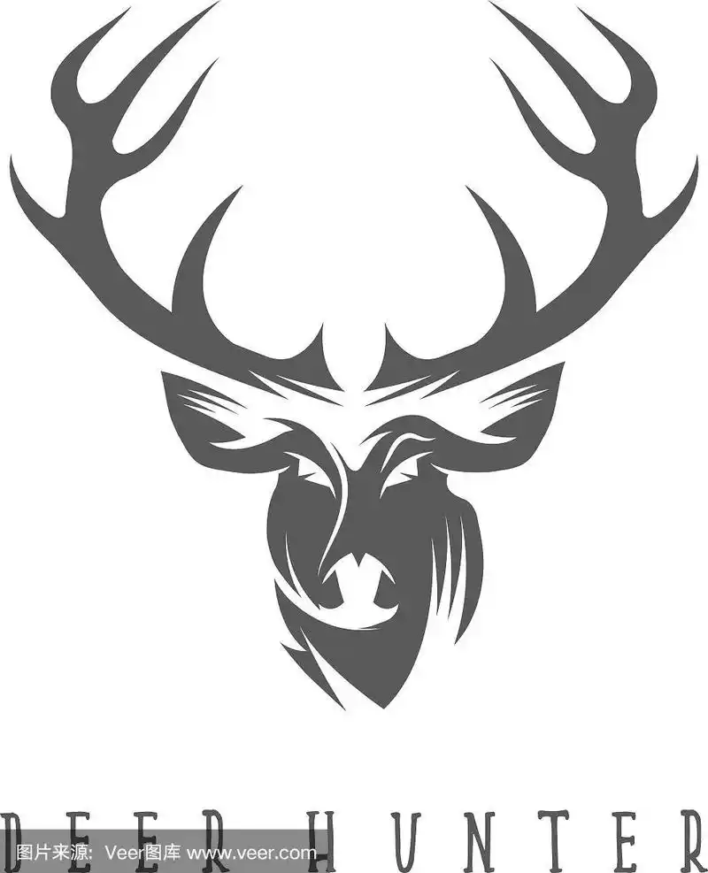 鹿头矢量设计模板,狩猎插图