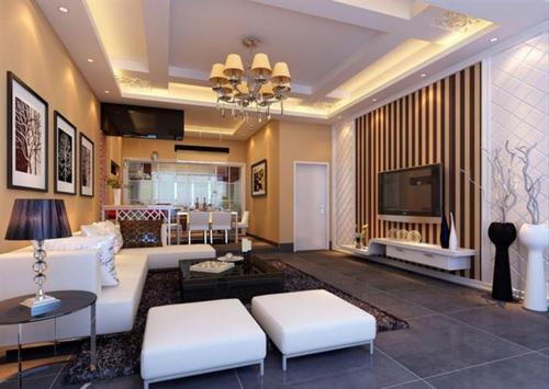 客厅电视背景墙设计案例效果图 样板间 现代简约 室内设计 时尚