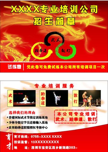 614海报印制海报展板素材52中国武术跆拳道散打培训宣传单