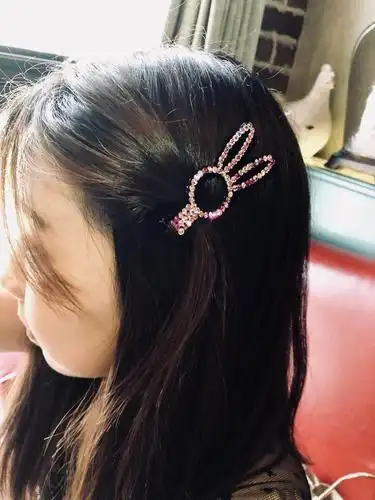 甜美可爱兔子刘海鸭嘴夹发卡水钻头饰韩版简约时尚边夹发夹女发饰