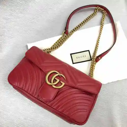 全新gucci 古驰 手袋 443497 dtdit 6433 牛皮 红色