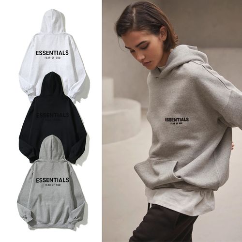 essentials植绒字母连帽卫衣男宽松秋冬美式高街fog加绒帽衫情侣