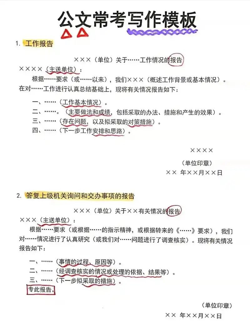 公文常考写作模板#职场干货 #公文写作  - 抖音