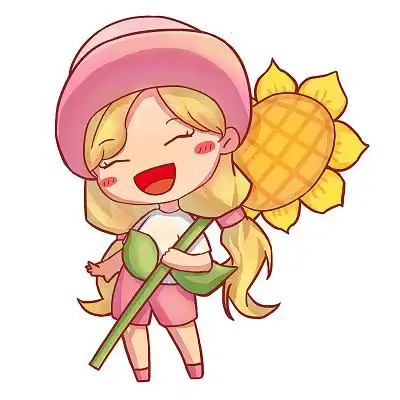 抱着向日葵微笑的女孩微笑人物可爱夏日png微笑插画