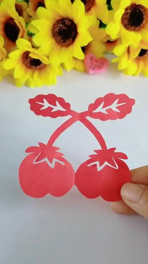 剪纸教程樱桃剪纸教程儿童剪纸图案大全樱桃剪纸图案教程樱桃的图片