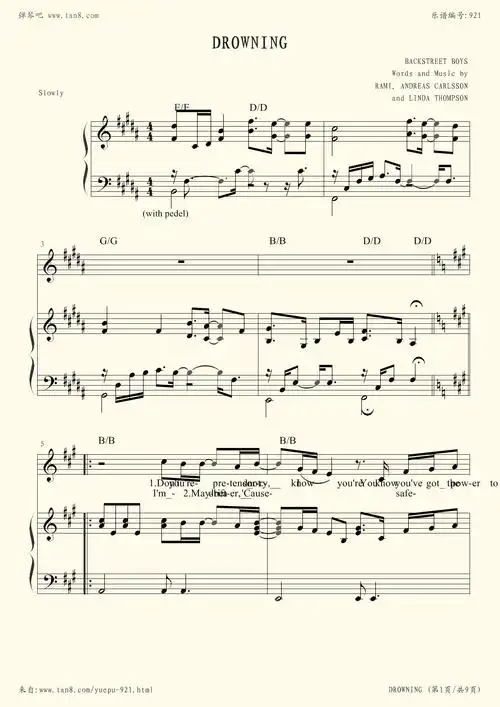 钢琴谱drowning