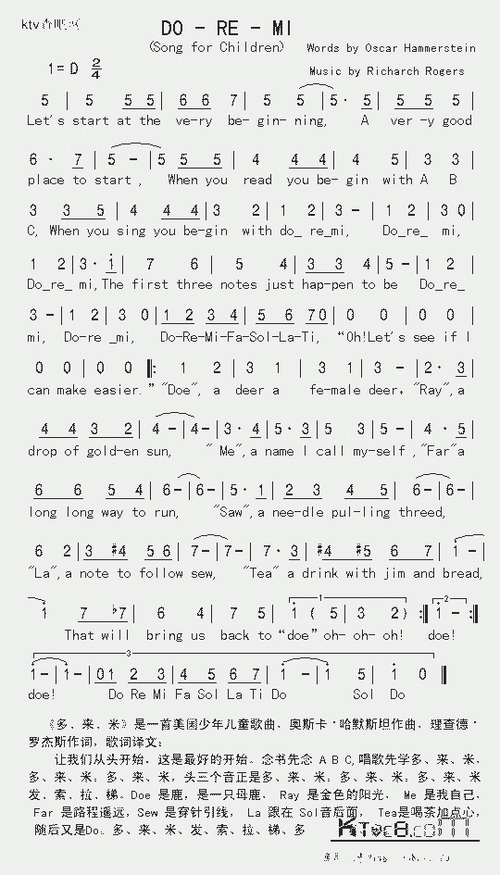 上传英文儿歌《do-re-mi》_歌谱简谱_哆来咪123曲谱网