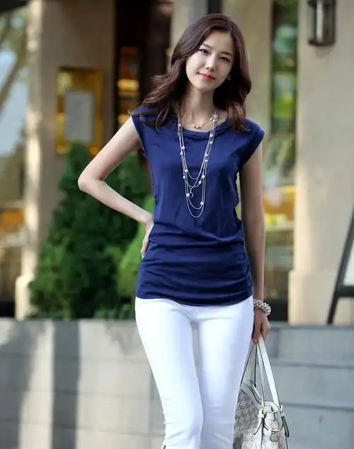 2012韩版夏装新款女装 热卖休闲修身短袖t恤图片_8