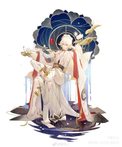 阴阳师立绘古风同人修帝帝释天板绘绘画作品