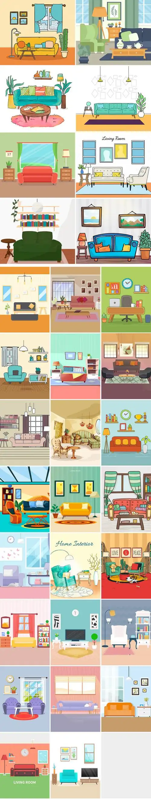 笑児吥语从有料素材转采于2020-04-20 20:53:44手绘室内家具场景图