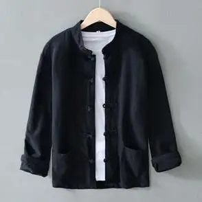 极简品质男装商品标签:棉麻唐装衬衫外套男薄款长袖新中式￥66
