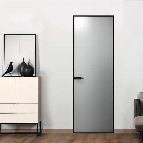 长沙极简卫生间厕所开门玻璃门极窄边铝金门无框门室内门