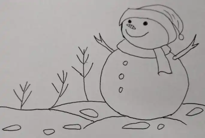 简笔画雪地景色