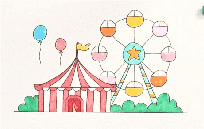 游乐园简笔画图片大全儿童画游乐园卡通图片简笔画