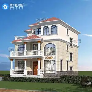 000人付款淘宝新品半三层欧式别墅设计图纸新农村自建空施房p效果图挑