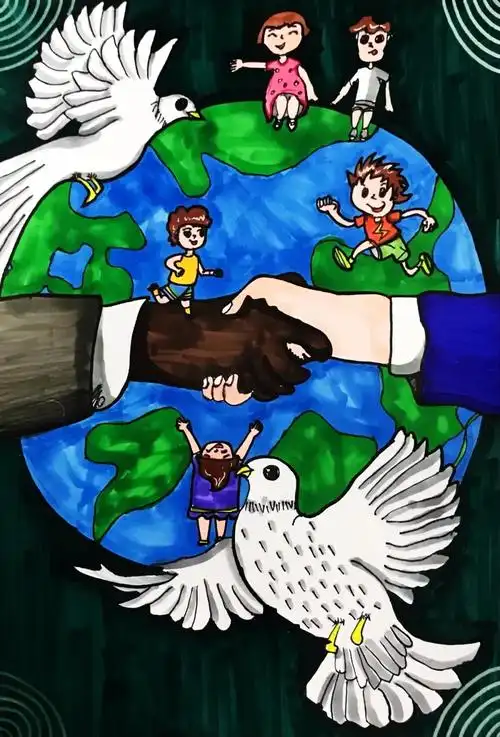 《和平世界》黄梓旭 9岁 指导老师:袁雁辉(黑骏画室)